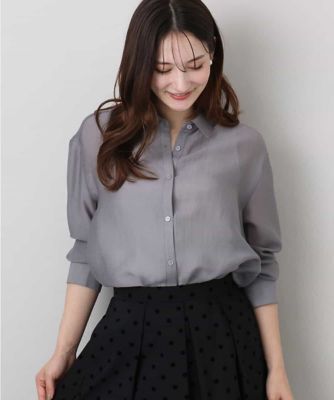 MK MICHEL KLEIN (Women)/エムケーミッシェルクラン シアーローンシャツブラウス/洗える グレー92 トップス【三越伊勢丹/公式】