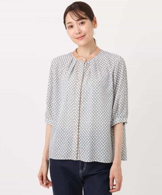MK ミッシェルクラン（MK MICHEL  ）/幾何プリント配色ブラウス/接触冷感/洗える 幾何プリント配色ブラウス／接触冷感／洗える | MK MICHEL KLEIN