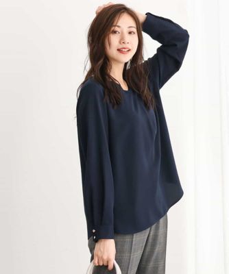 ＜MK MICHEL KLEIN (Women)＞タックＶネックブラウス／洗える