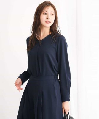 タックVネックブラウス／洗える | MK MICHEL KLEIN (Women)/エムケー