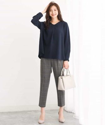 MK ミッシェルクラン（MK MICHEL  ）/【小さいサイズ】タックVネックブラウス/洗える タックVネックブラウス／洗える | MK MICHEL KLEIN (Women)/エムケー