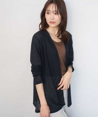 ＜MK MICHEL KLEIN (Women)＞コットン混シアーラメカーディガン／洗える