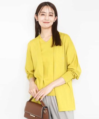 MK MICHEL KLEIN (Women)/エムケーミッシェルクラン ドルマン袖カーディガン×半袖プルオーバー ニットアンサンブル/洗える マスタード26 トップス【三越伊勢丹/公式】