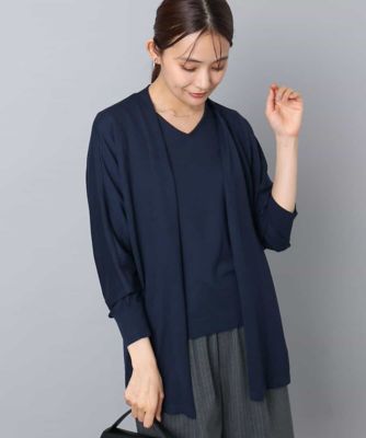 MK MICHEL KLEIN (Women)/エムケーミッシェルクラン ドルマン袖カーディガン×半袖プルオーバー ニットアンサンブル/洗える ネイビー57 トップス【三越伊勢丹/公式】