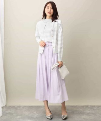 ボーダー柄モックネック六分袖ニット／洗える | MK MICHEL KLEIN