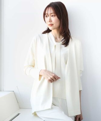 ＜MK MICHEL KLEIN (Women)＞ボウタイデザインカラーニットアンサンブル／洗える