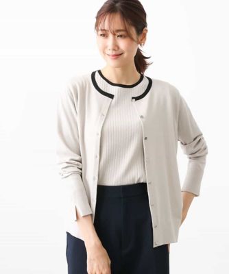 カラーニットアンサンブル（配色ライン／無地）／WEB限定