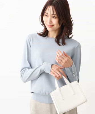 ＜MK MICHEL KLEIN (Women)＞ラメラインクルーネックニット／洗える