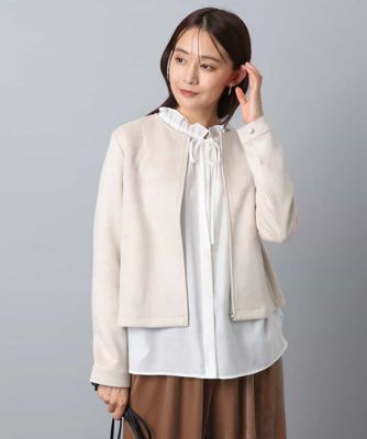 ＜MK MICHEL KLEIN (Women)＞フェイクスウェードショートブルゾン／洗える