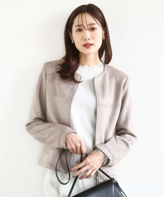 ＜MK MICHEL KLEIN (Women)＞フェイクスウェードショートブルゾン／洗える