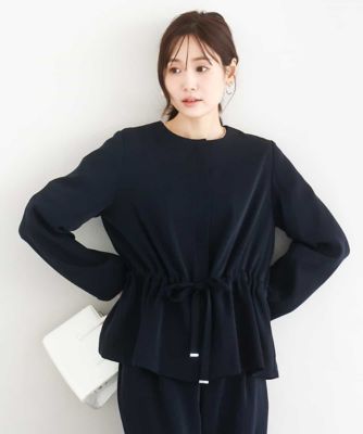 ＜MK MICHEL KLEIN (Women)＞ギャザーデザイン　ジップアップブルゾン／撥水／防シワ／洗える