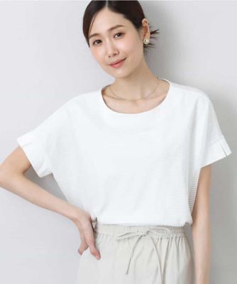 ボーダーチュールカットソー／接触冷感／洗える