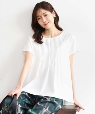 ＜MK MICHEL KLEIN (Women)＞［接触冷感／洗える］シルケット天竺Ａラインカットソー