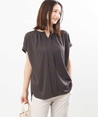 ＜MK MICHEL KLEIN (Women)＞キーホールネックデザインブラウス／洗える