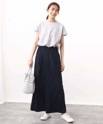 ［きれいめ派に］フレンチスリーブ　ロゴＴシャツ／接触冷感／洗える