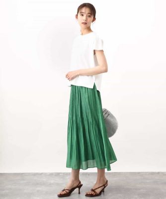 ［きれいめ派に］フレンチスリーブ　ロゴＴシャツ／接触冷感／洗える