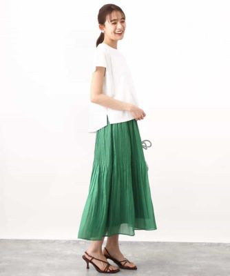［きれいめ派に］フレンチスリーブ　ロゴＴシャツ／接触冷感／洗える