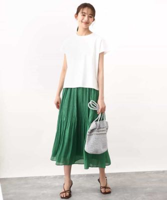 ［きれいめ派に］フレンチスリーブ　ロゴＴシャツ／接触冷感／洗える