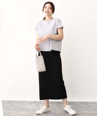 ［きれいめ派に］フレンチスリーブ　ロゴＴシャツ／接触冷感／洗える