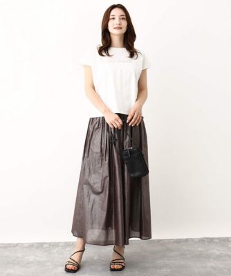 ［きれいめ派に］フレンチスリーブ　ロゴＴシャツ／接触冷感／洗える