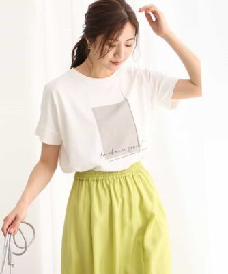 ＜MK MICHEL KLEIN (Women)＞スクエアプリントロゴＴシャツ／洗える