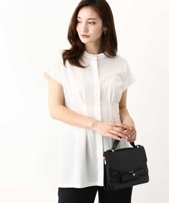 ＜MK MICHEL KLEIN (Women)＞サッカーストライプ　ウエストタックカットソー／洗える