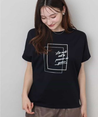＜MK MICHEL KLEIN (Women)＞フレームロゴデザインＴシャツ／ＵＶカット／接触冷感／洗える