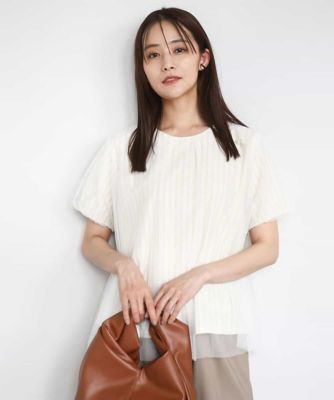 ＜MK MICHEL KLEIN (Women)＞先染めストライプ柄チュール　カットソー／洗える