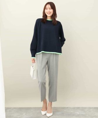 ツイード調両面起毛テーパードパンツ／洗える