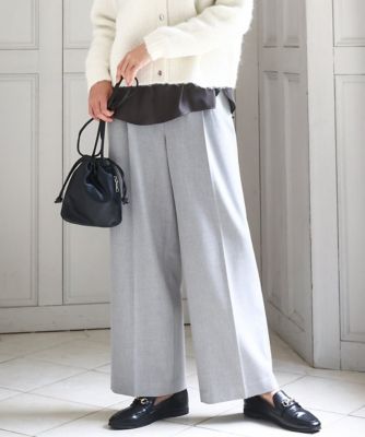 ＜MK MICHEL KLEIN (Women)＞ツイード調両面起毛ワイドパンツ／洗える