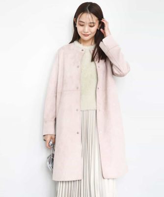 MK MICHEL KLEIN (Women)/エムケーミッシェルクラン フェイクスウェードノーカラーコート/洗える ピンク01 コート・ジャケット【三越伊勢丹/公式】