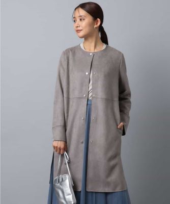 ＜MK MICHEL KLEIN (Women)＞フェイクスウェードノーカラーコート／洗える
