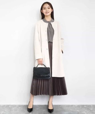 フェイクスウェードノーカラーコート／洗える | MK MICHEL KLEIN