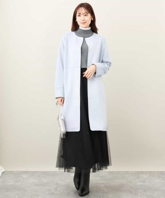 ＜MK MICHEL KLEIN (Women)＞フェイクスウェードノーカラーコート／洗える
