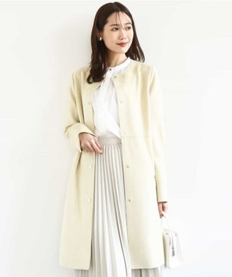 ＜MK MICHEL KLEIN (Women)＞フェイクスウェードノーカラーコート／洗える