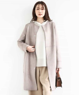 フェイクスウェードノーカラーコート／洗える | MK MICHEL KLEIN