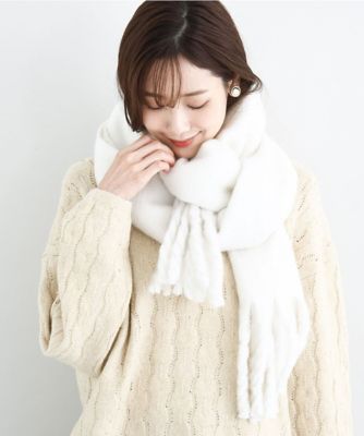 MK MICHEL KLEIN (Women)/エムケーミッシェルクラン モチモチストール/洗える 90ホワイト スカーフ・ショール【三越伊勢丹/公式】