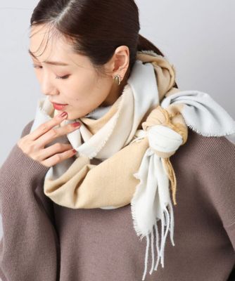 MK MICHEL KLEIN (Women)/エムケーミッシェルクラン 大判チェック柄ストール/洗える 82ベージュ スカーフ・ショール【三越伊勢丹/公式】