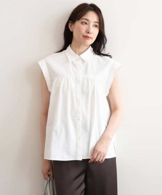 洗える］フリルネックデザインコットン混シャツブラウス | MK MICHEL