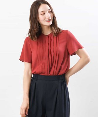 ＜MK MICHEL KLEIN (Women)＞シフォンジョーゼット半袖ブラウス／洗える