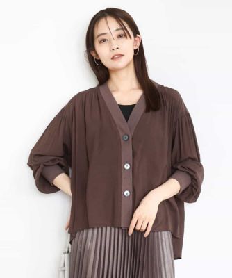 MK MICHEL KLEIN (Women)/エムケーミッシェルクラン バックギャザーデザインカーディガン/洗える ブラウン88 トップス【三越伊勢丹/公式】