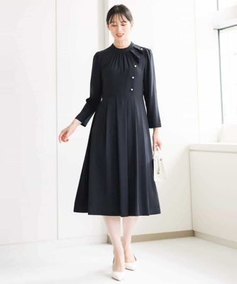 サテンジョーゼットパール調ドレープデザインワンピース／洗える | MK