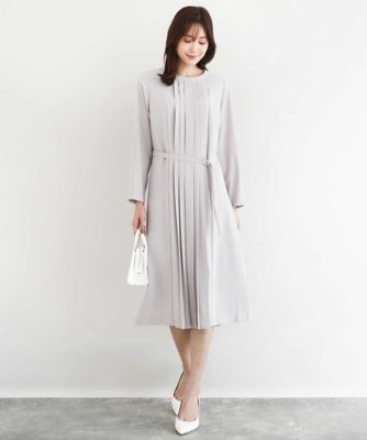 サテンジョーゼット　プリーツワンピース／洗える