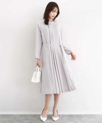 サテンジョーゼット　プリーツワンピース／洗える