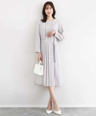 サテンジョーゼット　プリーツワンピース／洗える