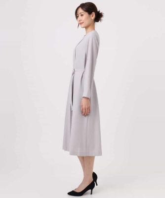 サテンジョーゼット　プリーツワンピース／洗える