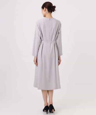 サテンジョーゼット　プリーツワンピース／洗える