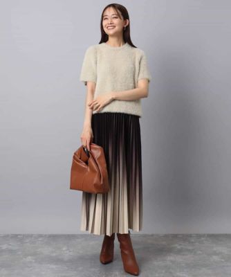 グラデーションデザインニットプリーツスカート／洗える | MK