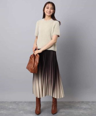 グラデーションデザインニットプリーツスカート／洗える | MK