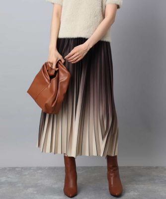 ＜MK MICHEL KLEIN (Women)＞グラデーションデザインニットプリーツスカート／洗える